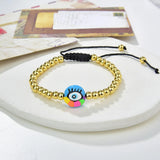 5Pcs Lucky Eye Round Bead Enamel Charm Bracelets Men Women Jewelry