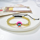 5Pcs Lucky Eye Round Bead Enamel Charm Bracelets Men Women Jewelry