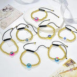 5Pcs Lucky Eye Round Bead Enamel Charm Bracelets Men Women Jewelry