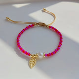 5Pcs Leaf Charm Bracelets Colorful Seed Beads Adjustable Rope Pulseras Femme