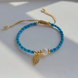5Pcs Leaf Charm Bracelets Colorful Seed Beads Adjustable Rope Pulseras Femme