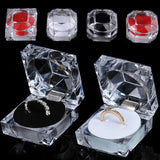 5Pcs Clear Crystal Ring Boxes Jewelry Packaging Box Acrylic Transparent Wedding