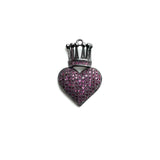 5Pcs CZ Pave Crown Heart Charms Plated Pendant For Jewelry Making