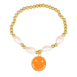 5Pcs Smiley Face Bangle Bracelets for Women Freshwater Pearls and Beads
