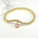 Colorful Zircon Star Charm Bracelet Round Bead Adjustable Chain Women Jewelry