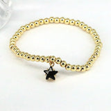 Colorful Zircon Star Charm Bracelet Round Bead Adjustable Chain Women Jewelry