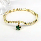 Colorful Zircon Star Charm Bracelet Round Bead Adjustable Chain Women Jewelry