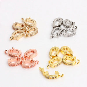 5Pcs Micro Pave Zircon Pearl Enhancer Clips Snap Bail for Necklace Making