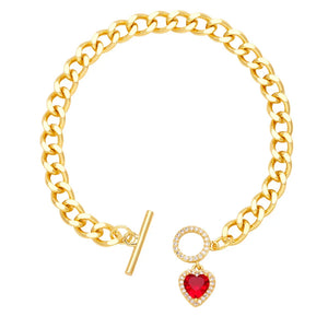 5Pcs CZ Crystal Heart Bracelets for Women Plated OT Buckle Dainty Jewelry
