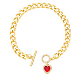 5Pcs CZ Crystal Heart Bracelets for Women Plated OT Buckle Dainty Jewelry