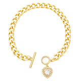 5Pcs CZ Crystal Heart Bracelets for Women Plated OT Buckle Dainty Jewelry