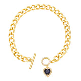 5Pcs CZ Crystal Heart Bracelets for Women Plated OT Buckle Dainty Jewelry