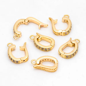 5Pcs Copper Plated CZ Bail Pearl Enhancer Clips Locket Snap Pendant for Necklace
