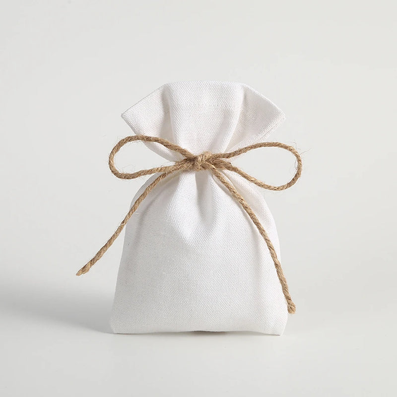 5Pcs Cotton Burlap Bag Jute Drawstring Gift Bags Small Candy Goodie Bag