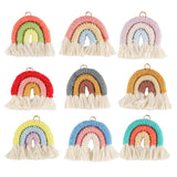 5Pcs Cotton Rope Rainbow Tassels Woven Bead Boho Pendants DIY Keychain