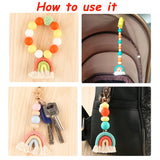 5Pcs Cotton Rope Rainbow Tassels Woven Bead Boho Pendants DIY Keychain