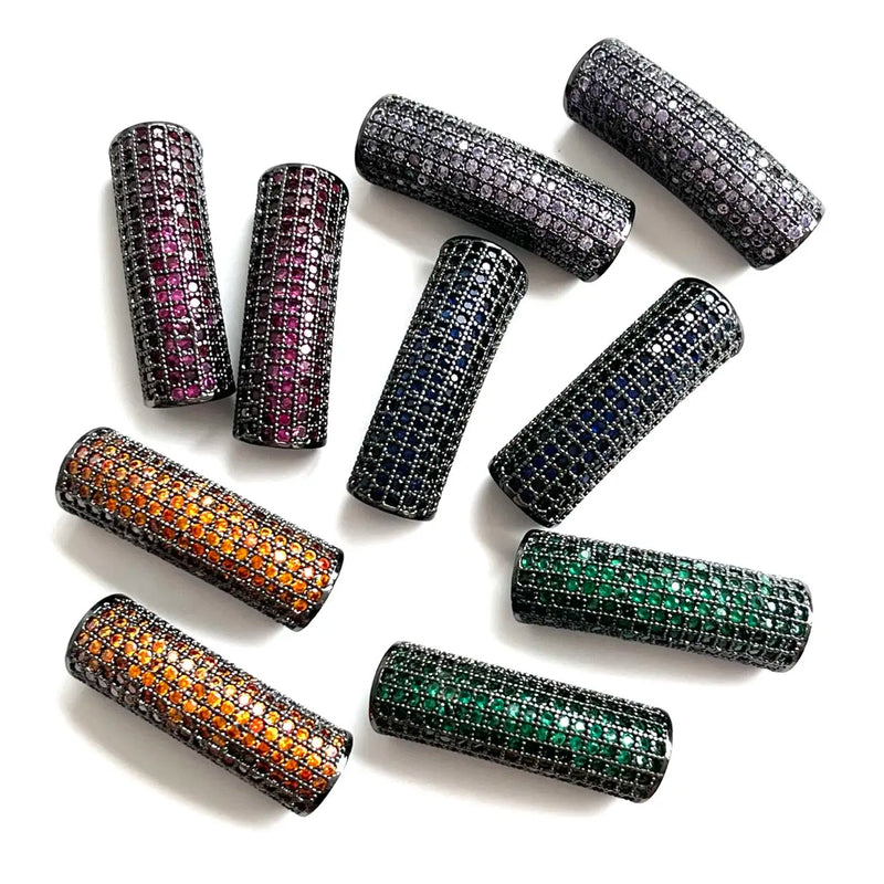 5Pcs CZ Paved Bars Tubes Spacers for Jewelry Making