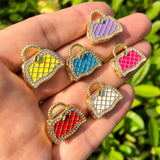 5Pcs Cubic Zircon Bag Charms Pendant DIY Jewelry Accessories