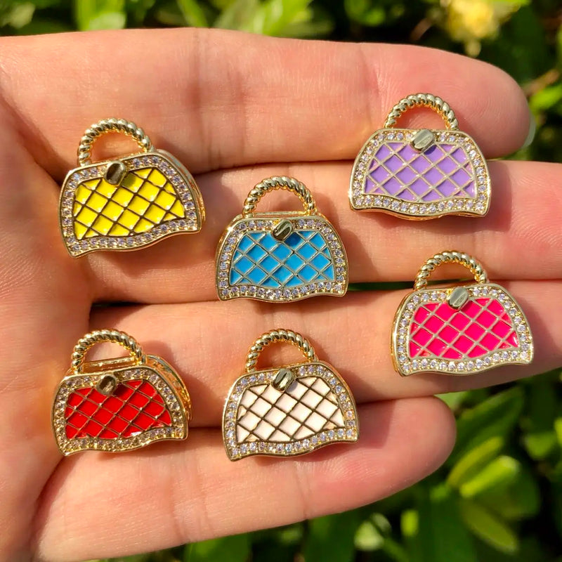 5Pcs Cubic Zircon Bag Charms Pendant DIY Jewelry Accessories