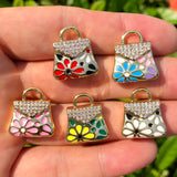 5Pcs CZ Paved Bag Charms Pendant For African Woman Jewelry