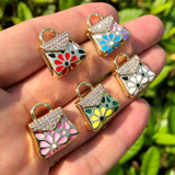 5Pcs CZ Paved Bag Charms Pendant For African Woman Jewelry