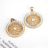5Pcs CZ Flower Pendants Crystal Round Charms