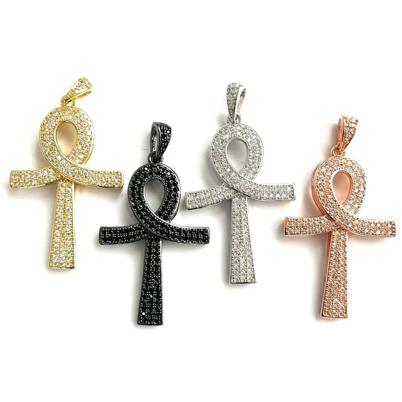 5Pcs CZ Pave Ankh Charms Plated Egyptian Pendant for Jewelry