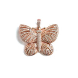 5Pcs Cubic Zirconia Pave Butterfly Pendant Charms Silver Plated