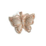 5Pcs CZ Pave Butterfly Pendant Charms Silver Plated Jewelry Making