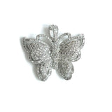 5Pcs CZ Pave Butterfly Pendant Charms Silver Plated Jewelry Making
