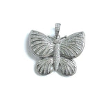 5Pcs Cubic Zirconia Pave Butterfly Pendant Charms Silver Plated