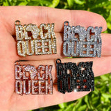 5Pcs CZ Pave Queen Word Charms Pendant Bracelet Necklace Jewelry Making