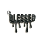 5Pcs CZ Pave Blessed Word Charms Letter Pendant for Jewelry Making
