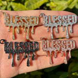 5Pcs CZ Pave Blessed Word Charms Letter Pendant for Jewelry Making