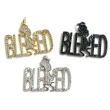 5Pcs CZ Pave Blessed Word Letter Charms for Jewelry Making