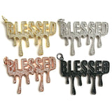 5Pcs CZ Pave Blessed Word Charms Letter Pendant for Jewelry Making