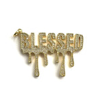 5Pcs CZ Pave Blessed Word Charms Letter Pendant for Jewelry Making
