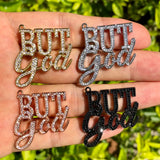 5Pcs CZ Pave But God Word Charms Letter Pendant For Bracelet Necklace Bangle