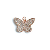 5Pcs CZ Butterfly Pendant Charms for Jewelry Making, Plated