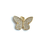 5Pcs CZ Butterfly Pendant Charms for Jewelry Making, Plated
