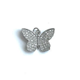 5Pcs CZ Butterfly Pendant Charms for Jewelry Making, Plated