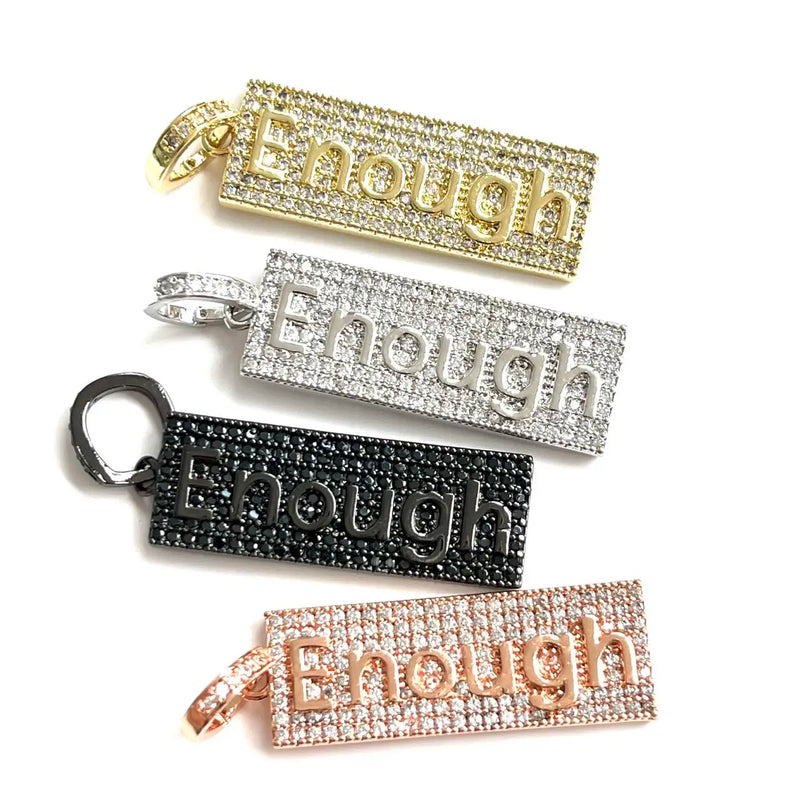 5Pcs CZ Pave Enough Word Charms Letter Pendant For Jewelry Making