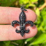 5Pcs CZ Pave Fleur-de-lis Charms for Jewelry Making