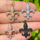 5Pcs CZ Pave Fleur-de-lis Charms for Jewelry Making