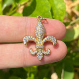 5Pcs CZ Pave Fleur-de-lis Charms for Jewelry Making