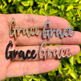 5Pcs CZ Grace Word Charms Letter Pendant For Jewelry Making