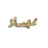 5Pcs CZ Pave Grateful Word Charms Letter Pendant Jewelry Making