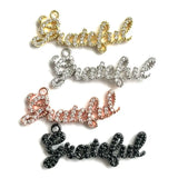 5Pcs CZ Pave Grateful Word Charms Letter Pendant Jewelry Making