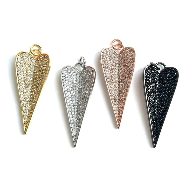 5Pcs CZ Heart Charm Pendant for Jewelry Making Bracelets Necklace