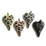 CZ Pave Heart Charm Leopard Print Pendant Jewelry